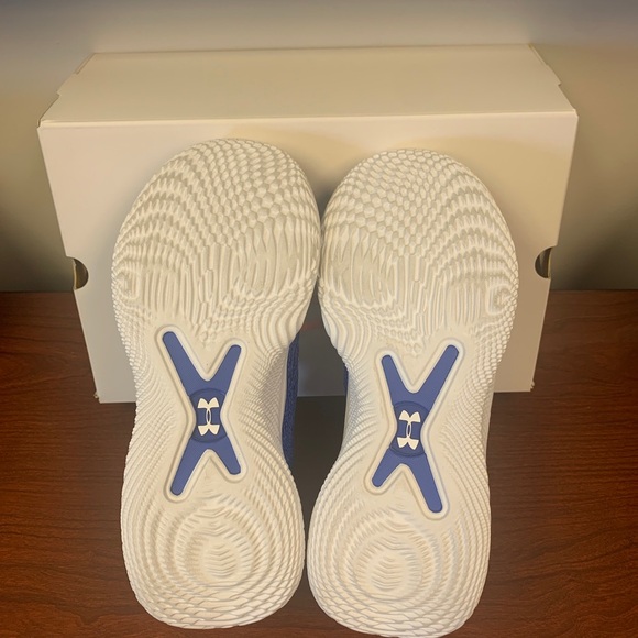 Unisex Steph Curry Flow 10 Under Armor team basketball shoes Blue With White Trm - Picture 7 of 12